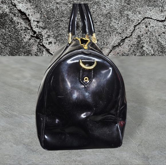 Chanel Timeless Black Patent Boston Travel Duffle Bag Weekender 24kGold Hardware - Picture 3 of 13